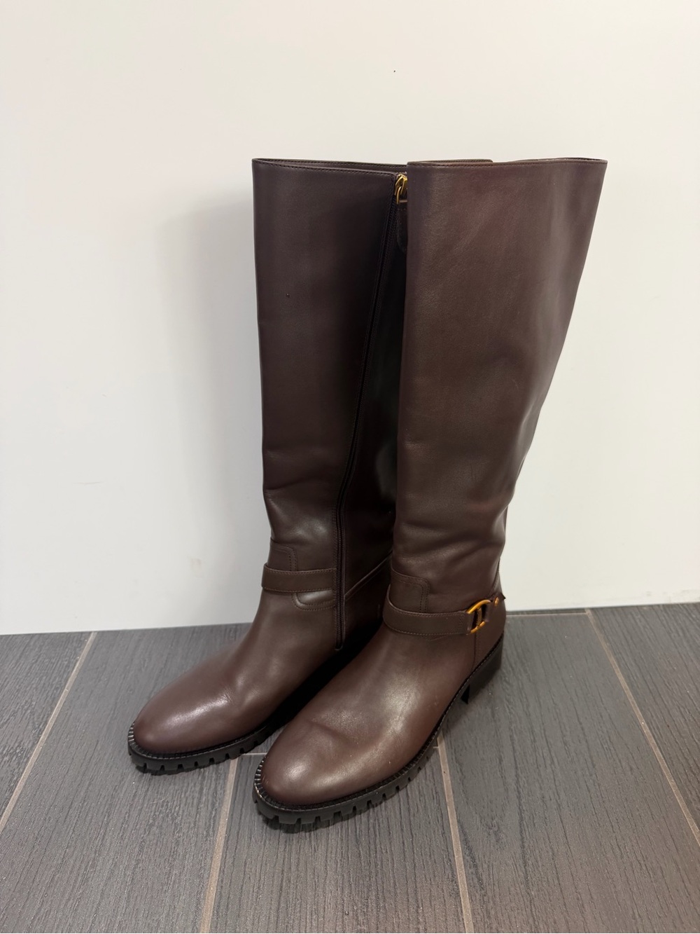 Talbots Tall Brown Leather Over-the-Knee Boots with Buckle